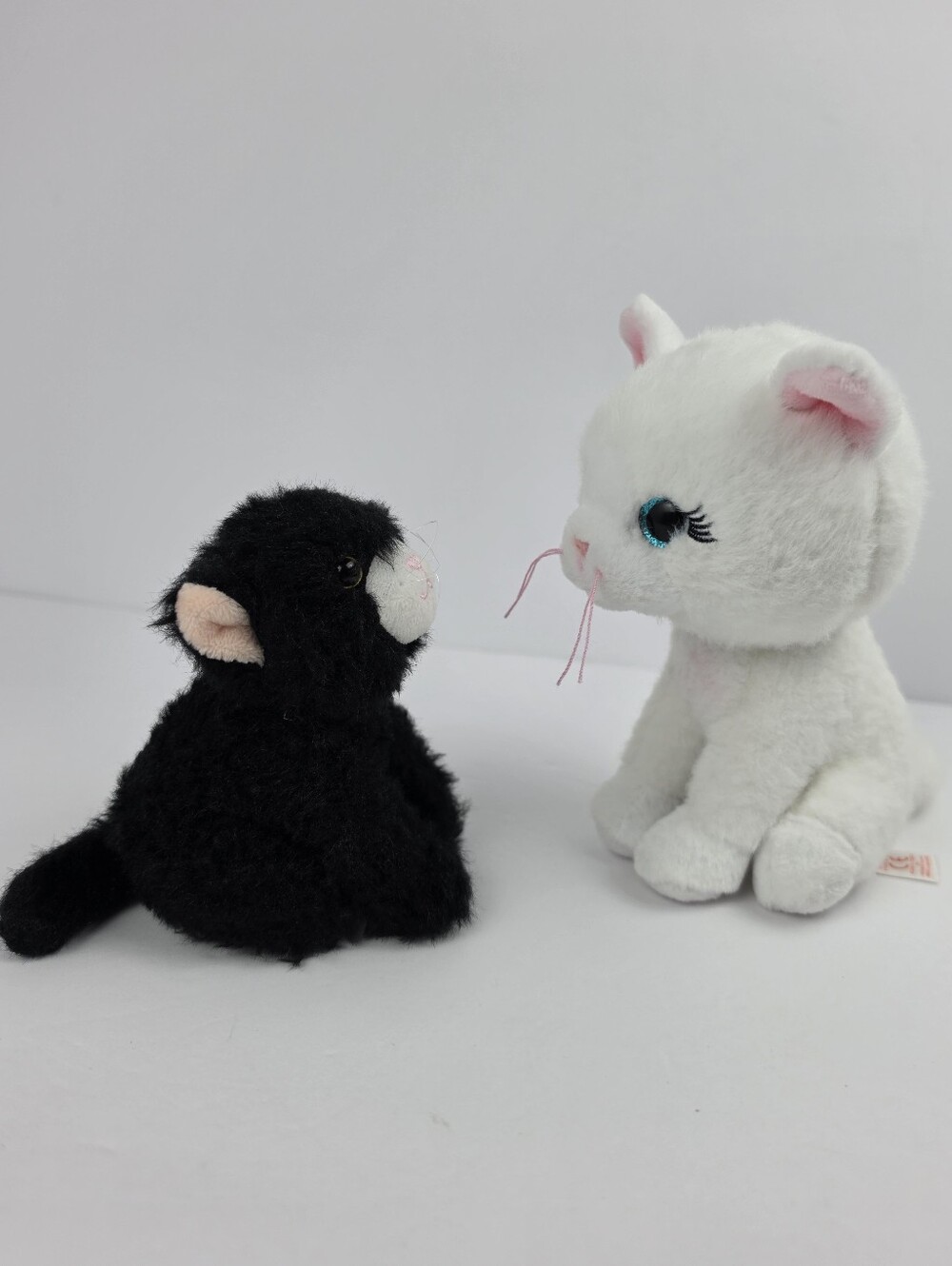 Cute Plush Cat Kitten Toy Set Black & White Stuffed Animals Soft Kawaii - Picture 2 of 4